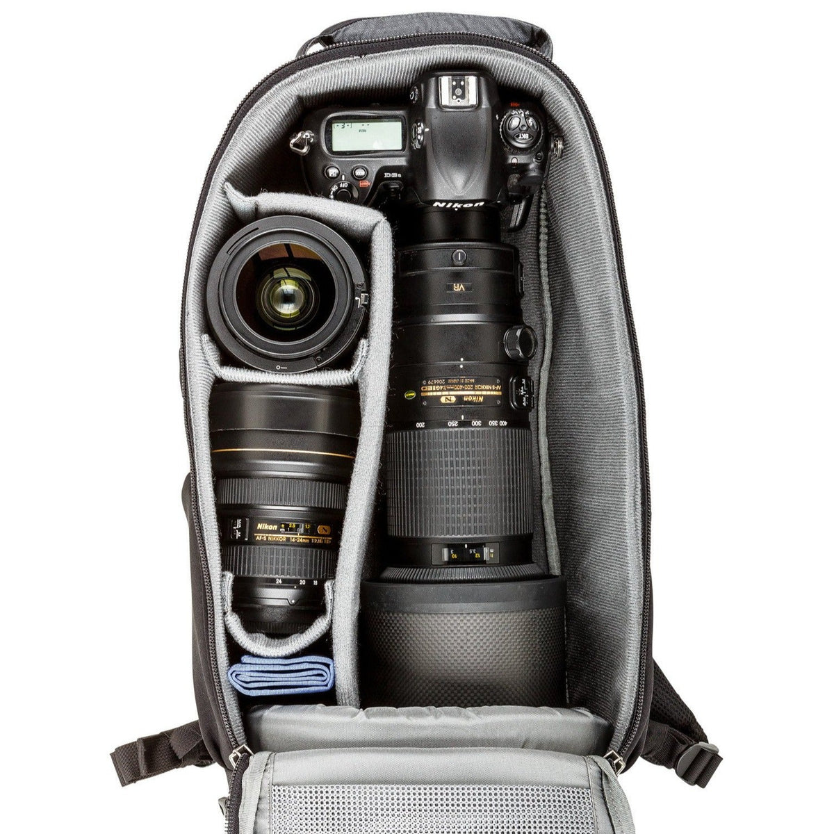 Think Tank Glass Limo Kamerarucksack – für 8 Objektive, Regenhülle – für DSLR- & Systemkameras – Grau/Schwarz