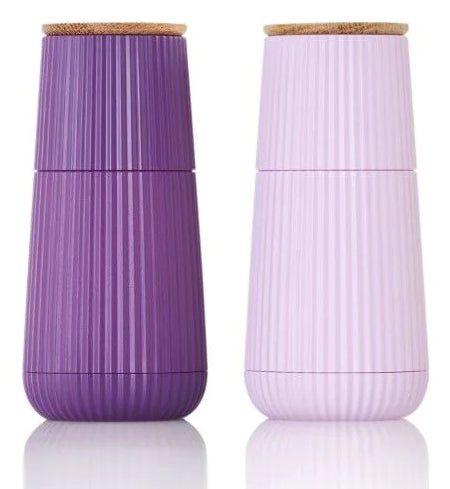 AdHoc Salz- und Pfeffermühle 12,3 cm, Eiche/Kunststoff, 2-teilig, Keramikmahlwerk, Violett