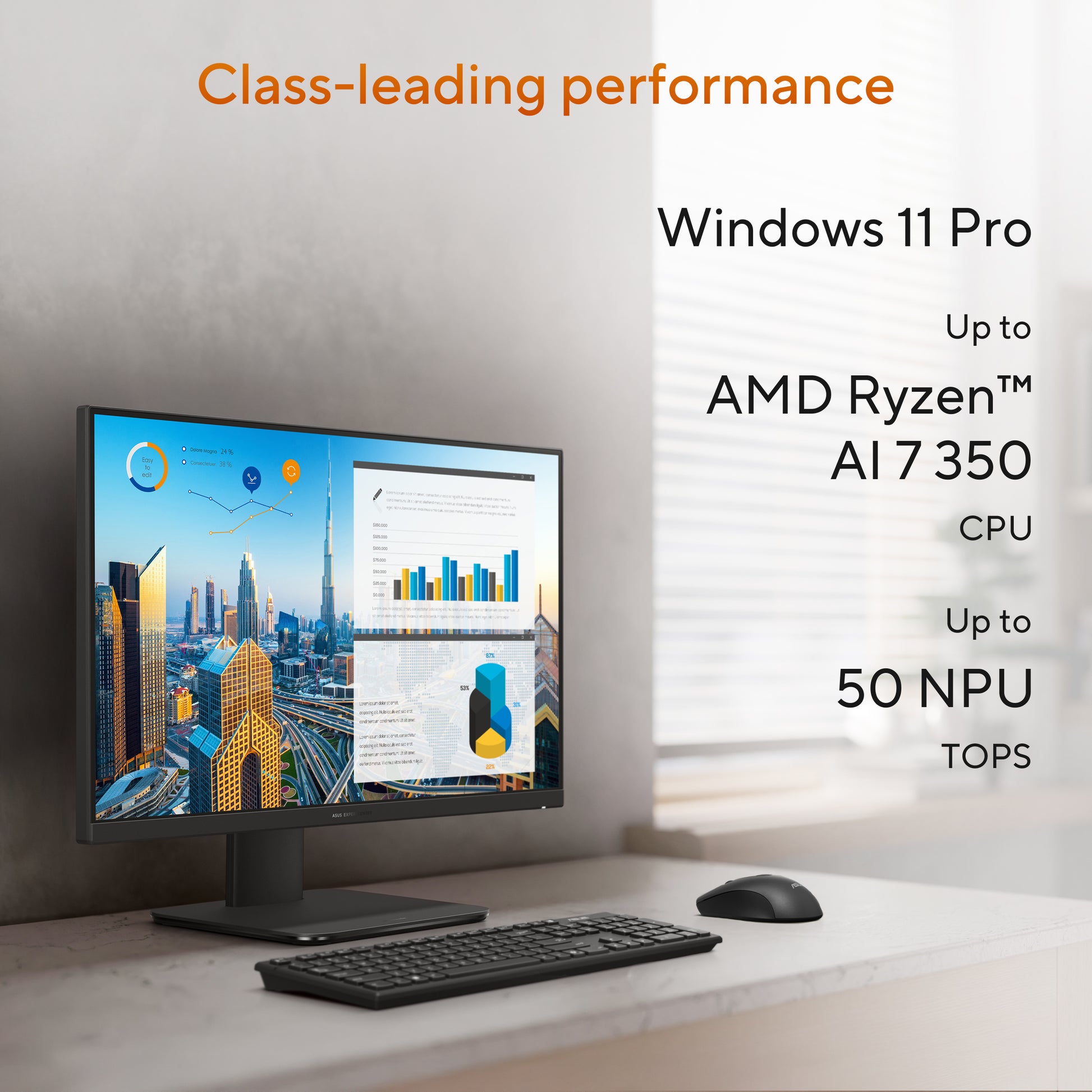 ASUS ExpertCenter P600 All-in-One – 27,0" Full HD, AMD Ryzen AI 7 350, 16 GB RAM, 512 GB SSD, Windows 11 Pro