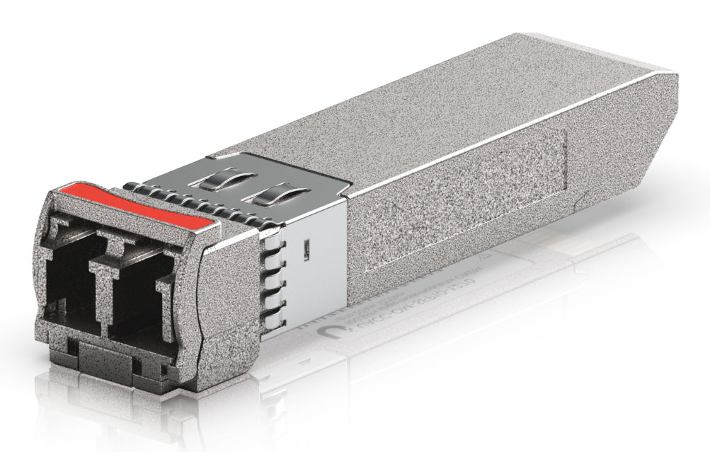 Ubiquiti SFP+ Transceiver – 11,3 Gbit/s, Singlemode LC (UPC), 1270 nm, 20 km, CWDM – Grau/Rot
