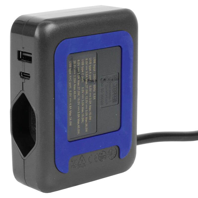Steffen Ladestation IQ 1xT13 + 1x USB-A/C – Kabel 1,5 m