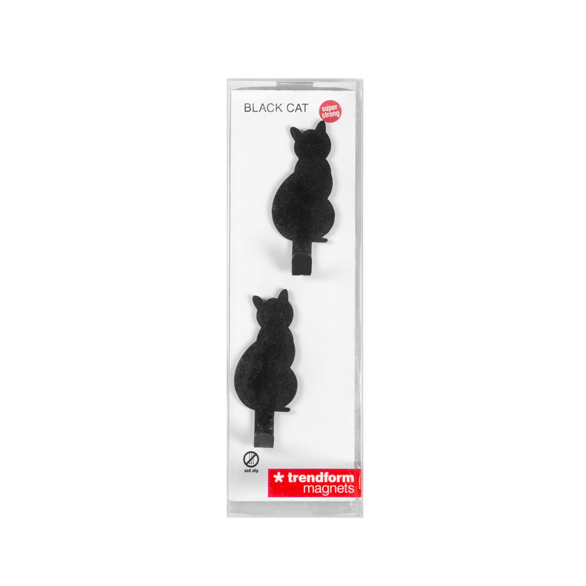 Trendform Black Cat Hakenmagnet – 62 × 25 × 15 mm – 2 Stück, Schwarz, Neodym