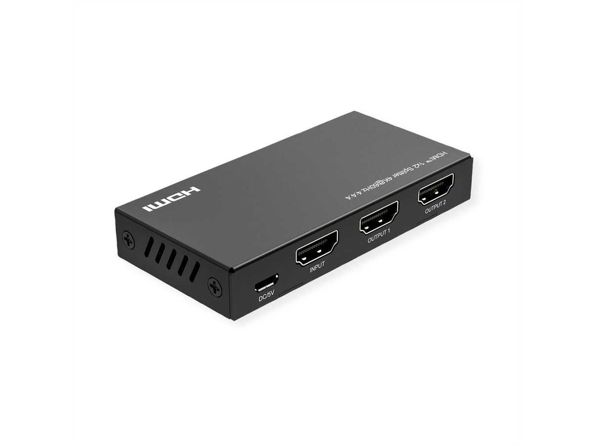 VALUE HDMI Splitter, 1× HDMI In / 2× HDMI Out, 4K@60 Hz, HDR, HDCP 2.2, YUV 4:4:4, EDID, Schwarz
