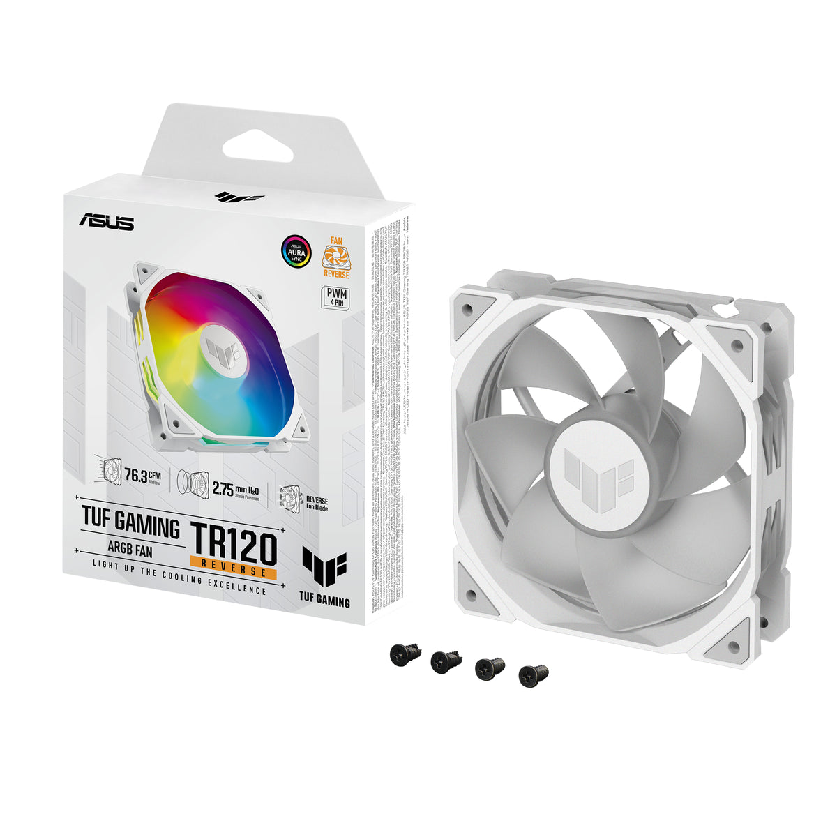 ASUS TUF GAMING TR120 – Lüfter – 120 mm, PWM, ARGB, 2000 U/min, 29 dB, Weiss