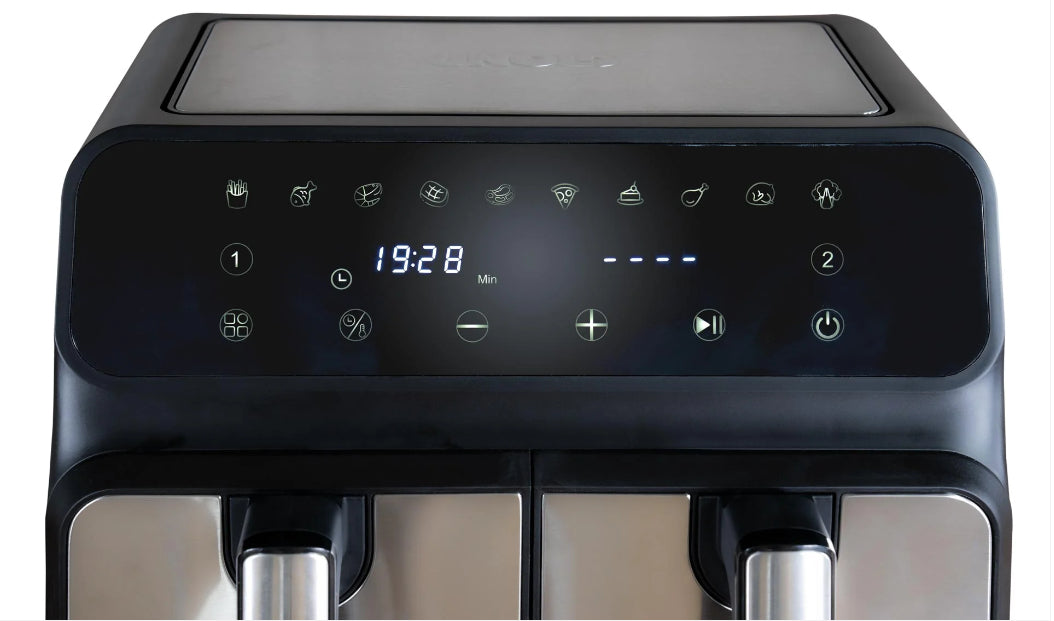 Unold Heissluftfritteuse TWIN ZONE 58685 – 8 l, Doppelkammer, 1700 W – Schwarz/Grau