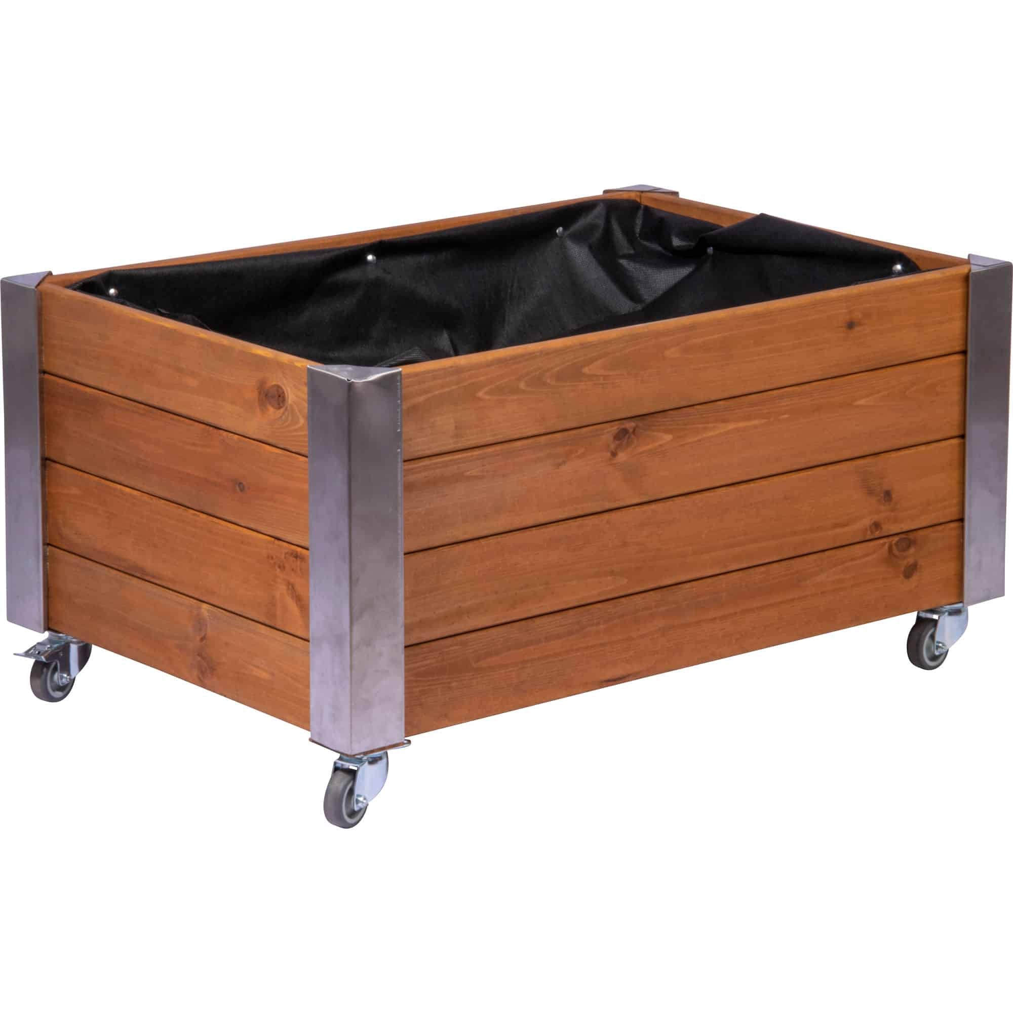 Dobar Pflanzgefäss – 78 × 52 × 40,5 cm – Kiefernholz & Metall & Kunststoff, Braun