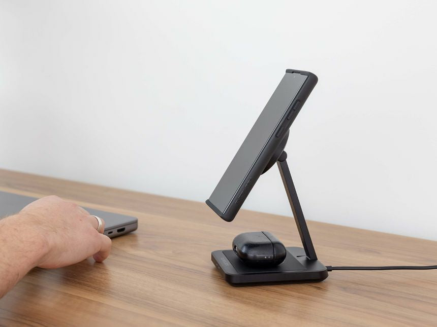 Quad Lock Dual Desktop Wireless Charger – 18 W, 1× USB-A, Qi – für Qi-kompatible Geräte