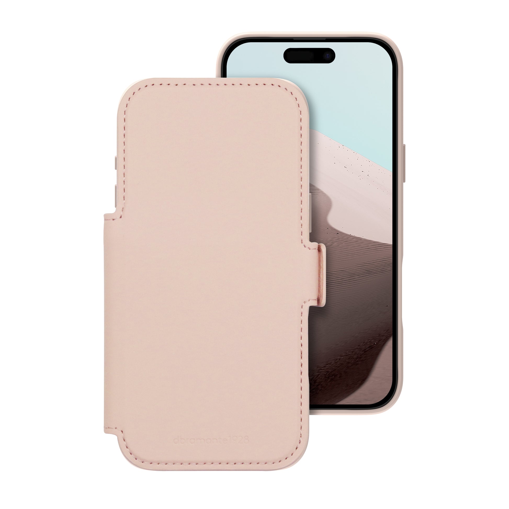 dbramante1928 Lynge MS ICON Folio – für Apple iPhone 17 Pro Max, mit Kartenfach, Kunststoff, Pink Sand