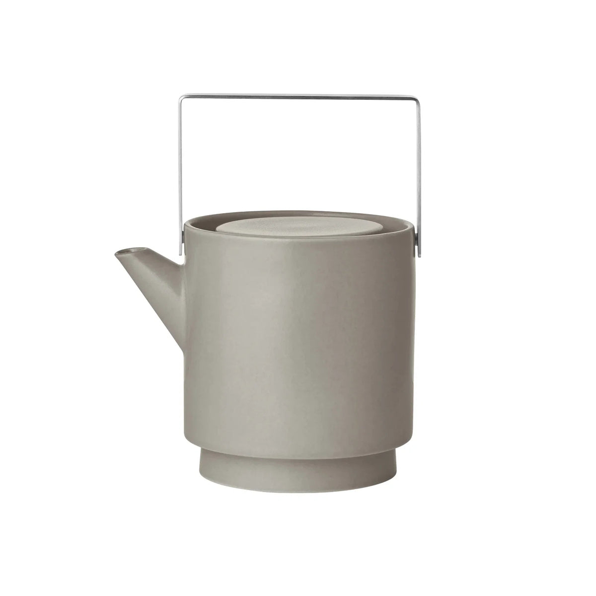 Blomus Teekanne MAKOTO – 1 l, 12,5 × 16,5 × 20,5 cm, Steingut/Metall, Grau, mit Teefilter, spülmaschinenfest
