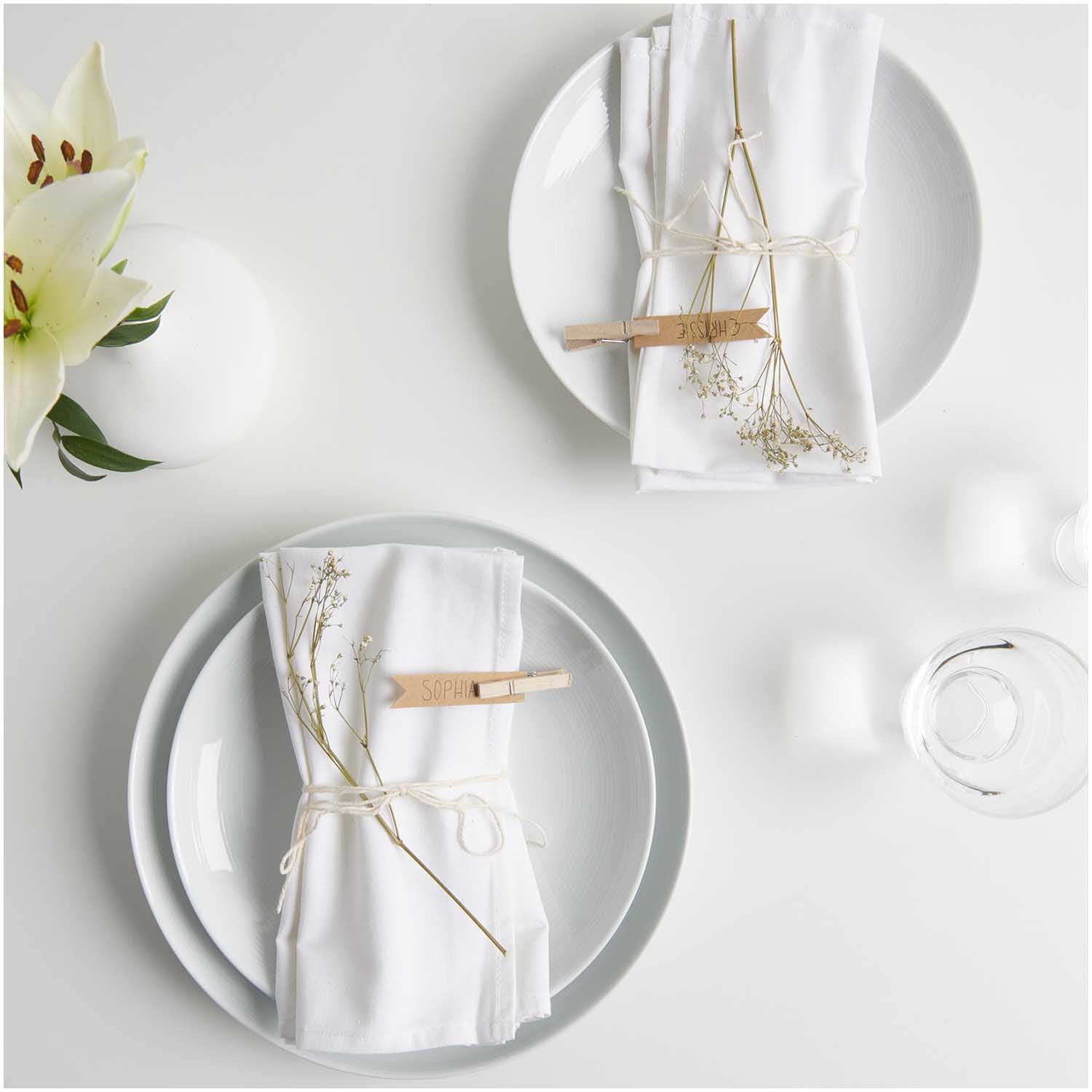 Rico Design Stoffserviette Weiss – 30 × 30 cm, Baumwolle – 2-er-Set
