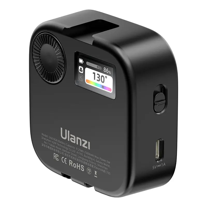 Ulanzi U60 LED-Videolicht – RGB, 2500–9000 K, dimmbar – für Cold-Shoe-Kameras, Stative (1/4"), Smartphones