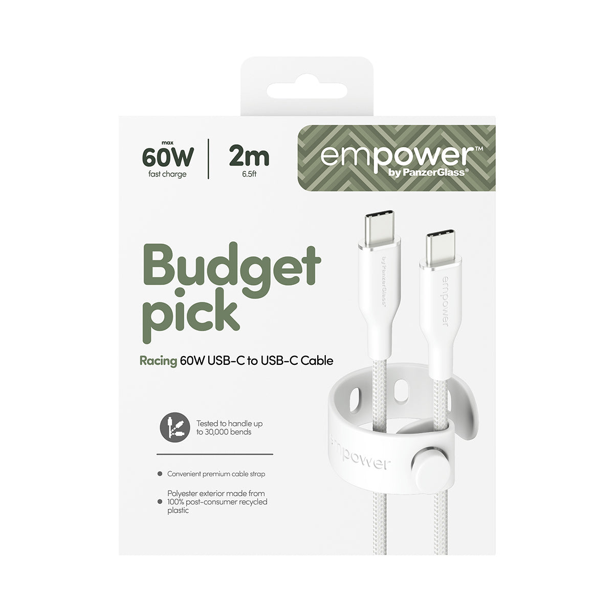 PanzerGlass USB-C auf USB-C Kabel – USB 2.0 (480 Mbit/s) – 2 m – PD 60 W – Silber