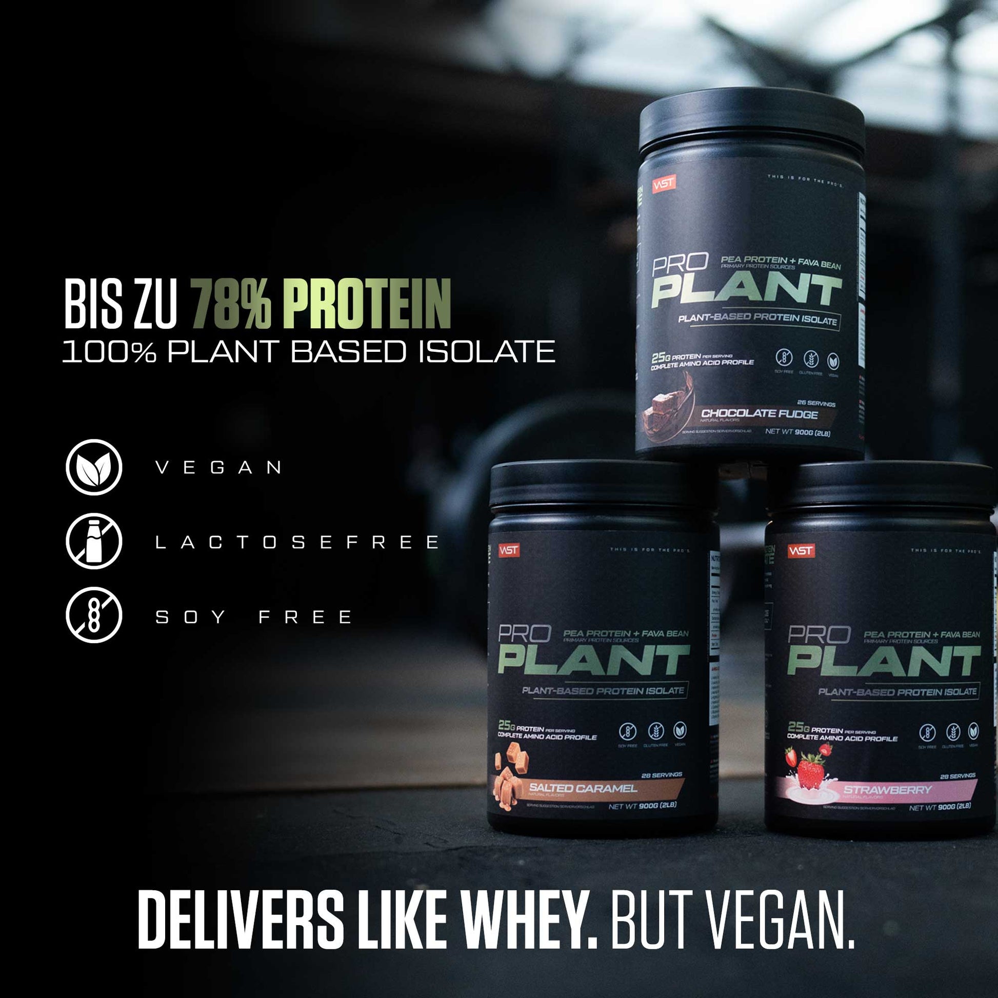 VAST Sports VAST Pflanzenprotein-Isolat Pulver Schokolade – glutenfrei, vegan – 900 g