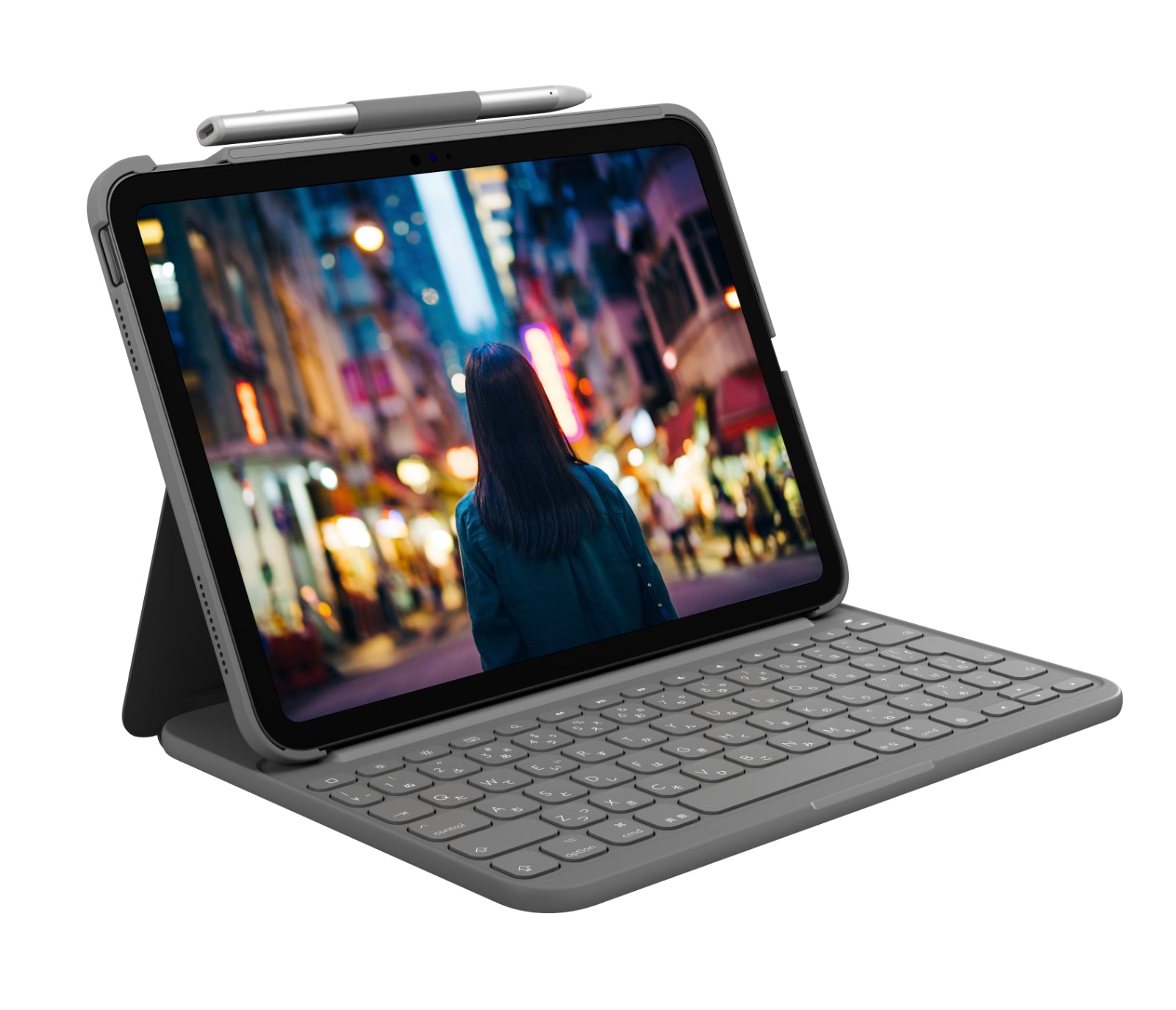 Logitech Slim Folio – für iPad (10. Gen), 3 Jahre Akku, Grau