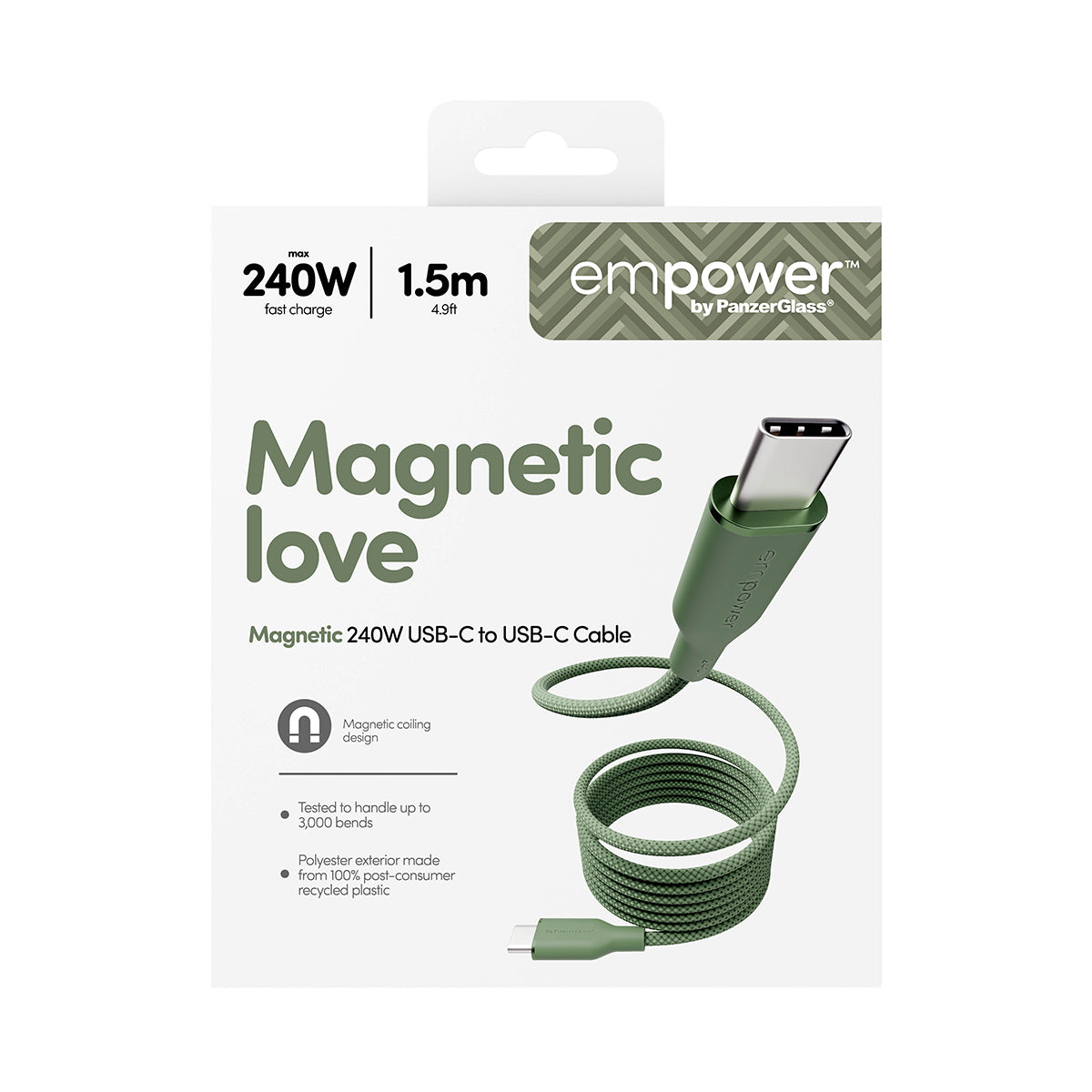 PanzerGlass USB-C auf USB-C Kabel – USB 2.0 (480 Mbit/s) – 1,5 m – PD 240 W – für MacBook, iPhone und mehr