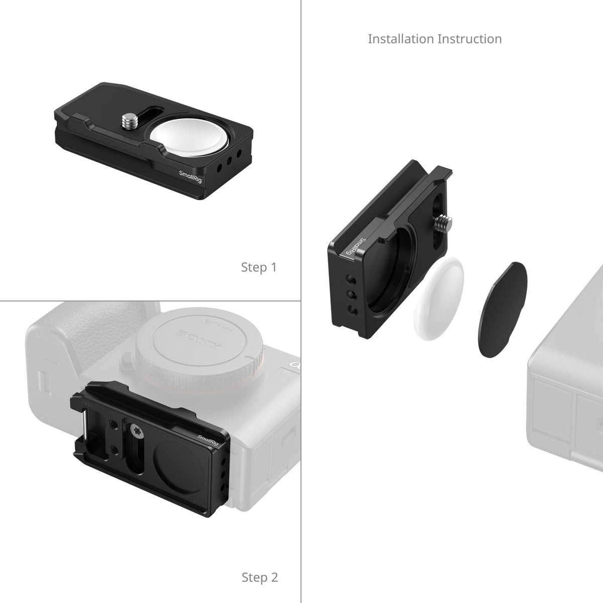 SmallRig MD5423 Arca-Swiss Montageplatte – für Sony Alpha 7S III, Alpha 7R III, Alpha 7 III und andere – Schwarz