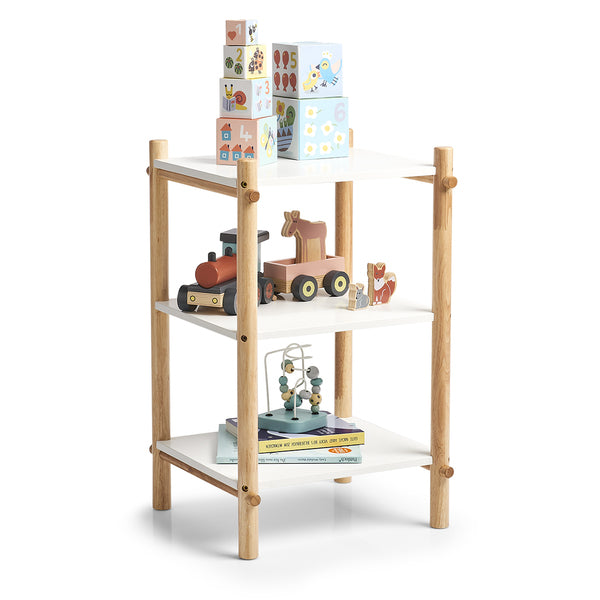 Zeller Present Kinderregal – freistehend – 3 Böden – 35 × 35 × 58,5 cm – weiss/holz – MDF, Gummi – 1 Stk.