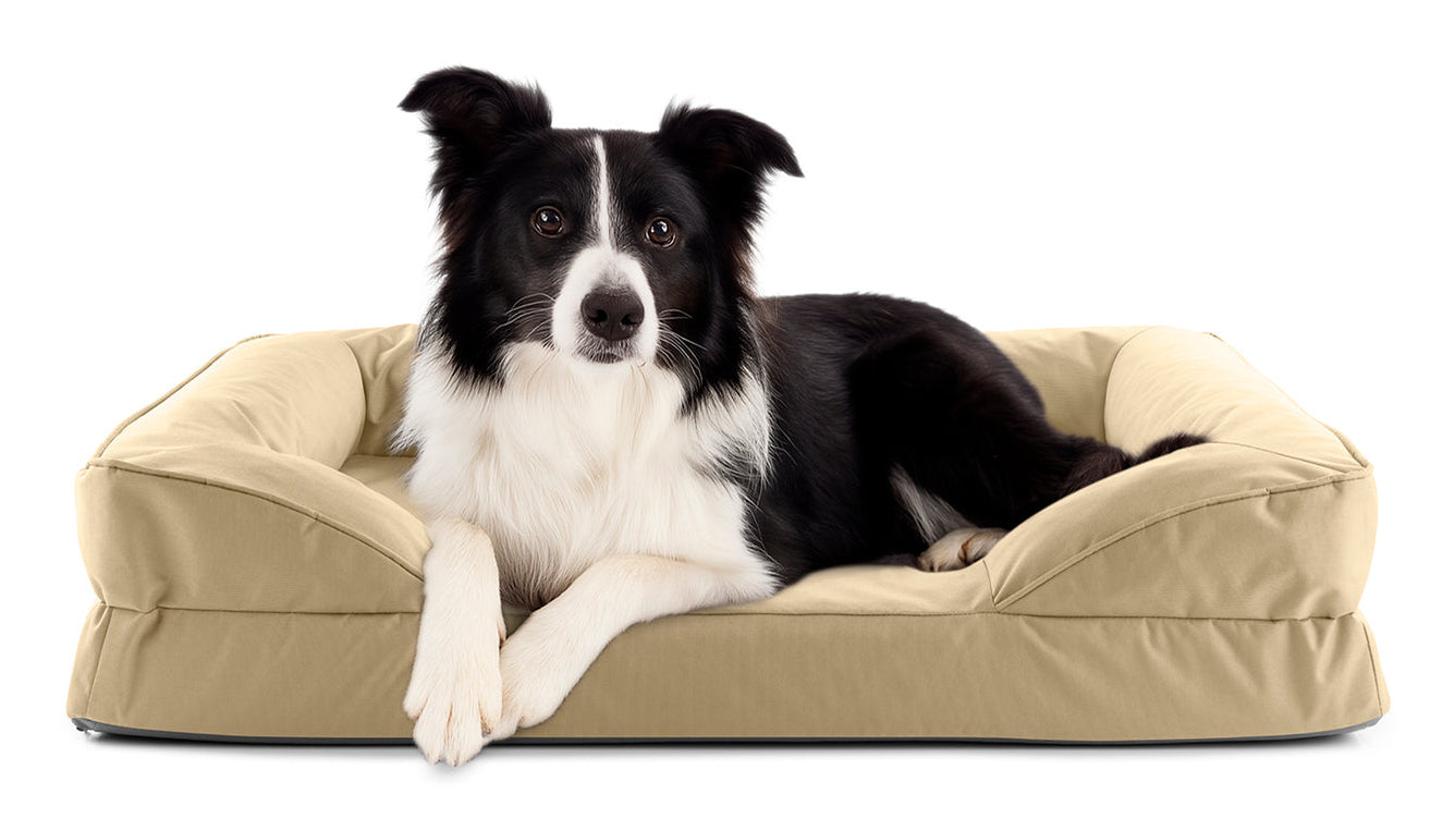 Lumaland Hundebett (Nest) – 65 × 90 × 18 cm, Polyester, abwaschbarer Bezug, Beige
