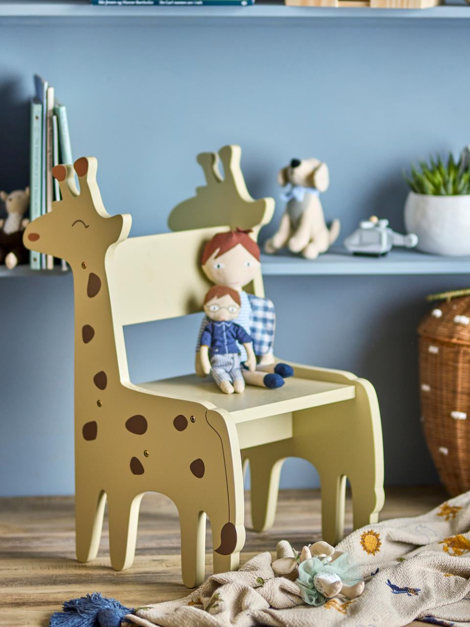 Bloomingville Kinderstuhl Ibber Giraffe 82062599 – 34 × 45 × 62 cm – MDF & Eisen – Grau