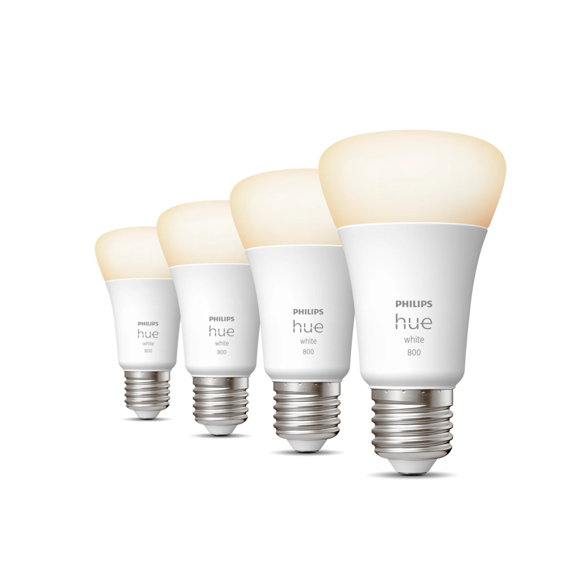 Philips by Signify Philips Hue Smart-Leuchtmittel E27 Weiss – 806 lm, 2700 K, App-Steuerung, dimmbar – 4er-Pack