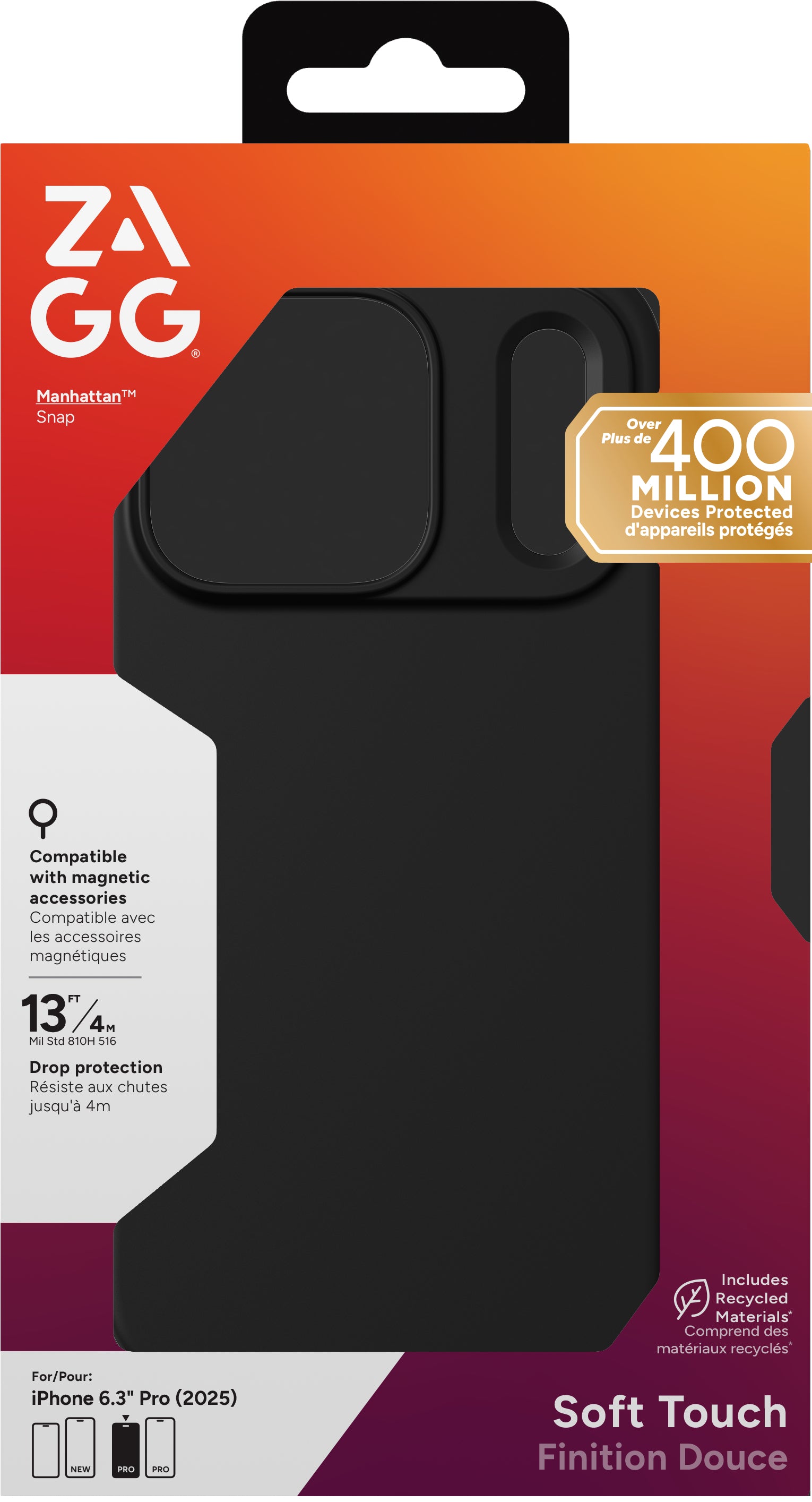 ZAGG Backcover – für Apple iPhone 17 Pro – MagSafe, Graphen+Silikon, Schwarz, bis 4 m Sturzsicher