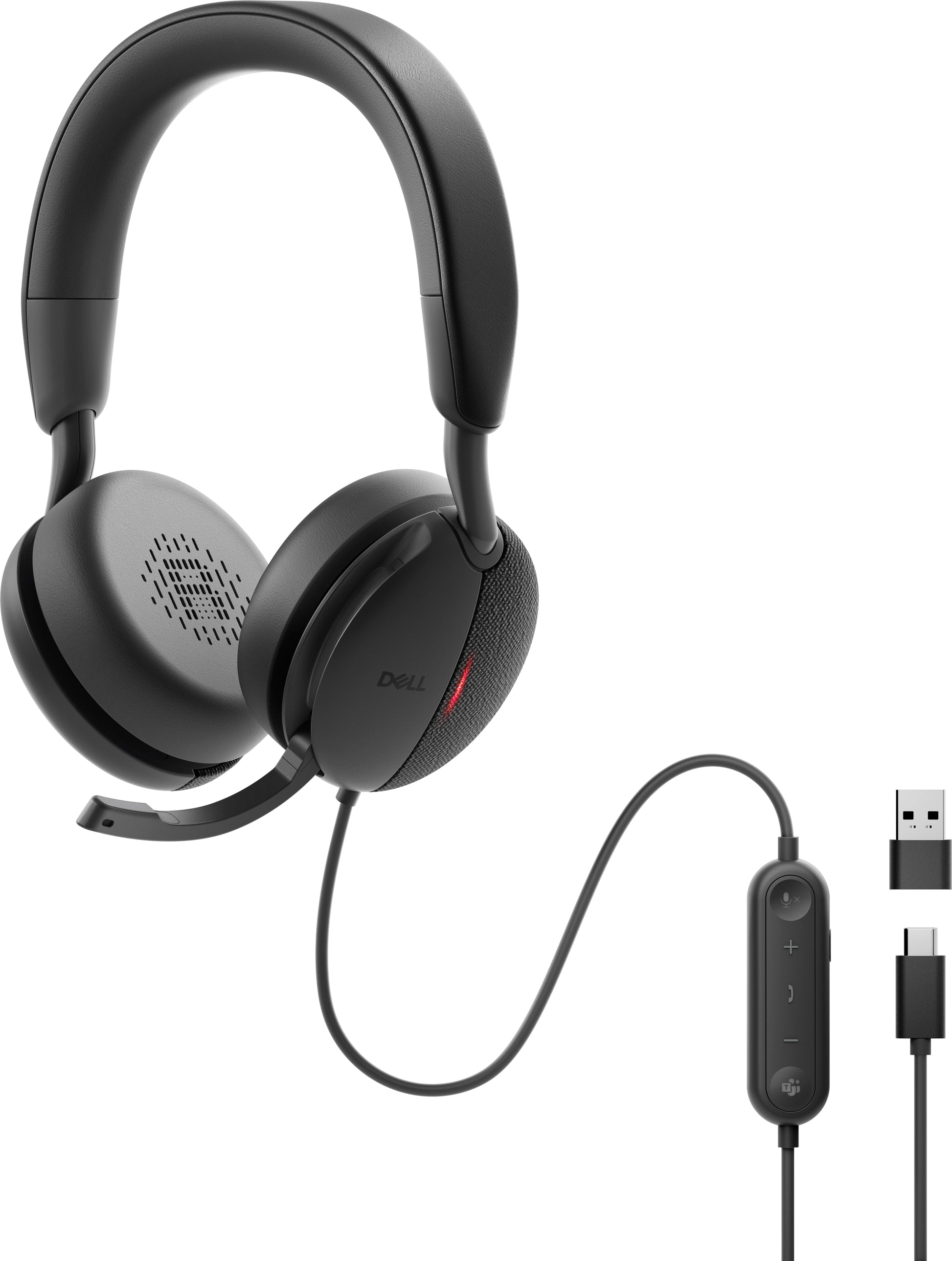 DELL Pro WH5024 Office-Headset – On-Ear, Stereo, Kabel (USB-C), ANC, MS Teams zertifiziert, Schwarz