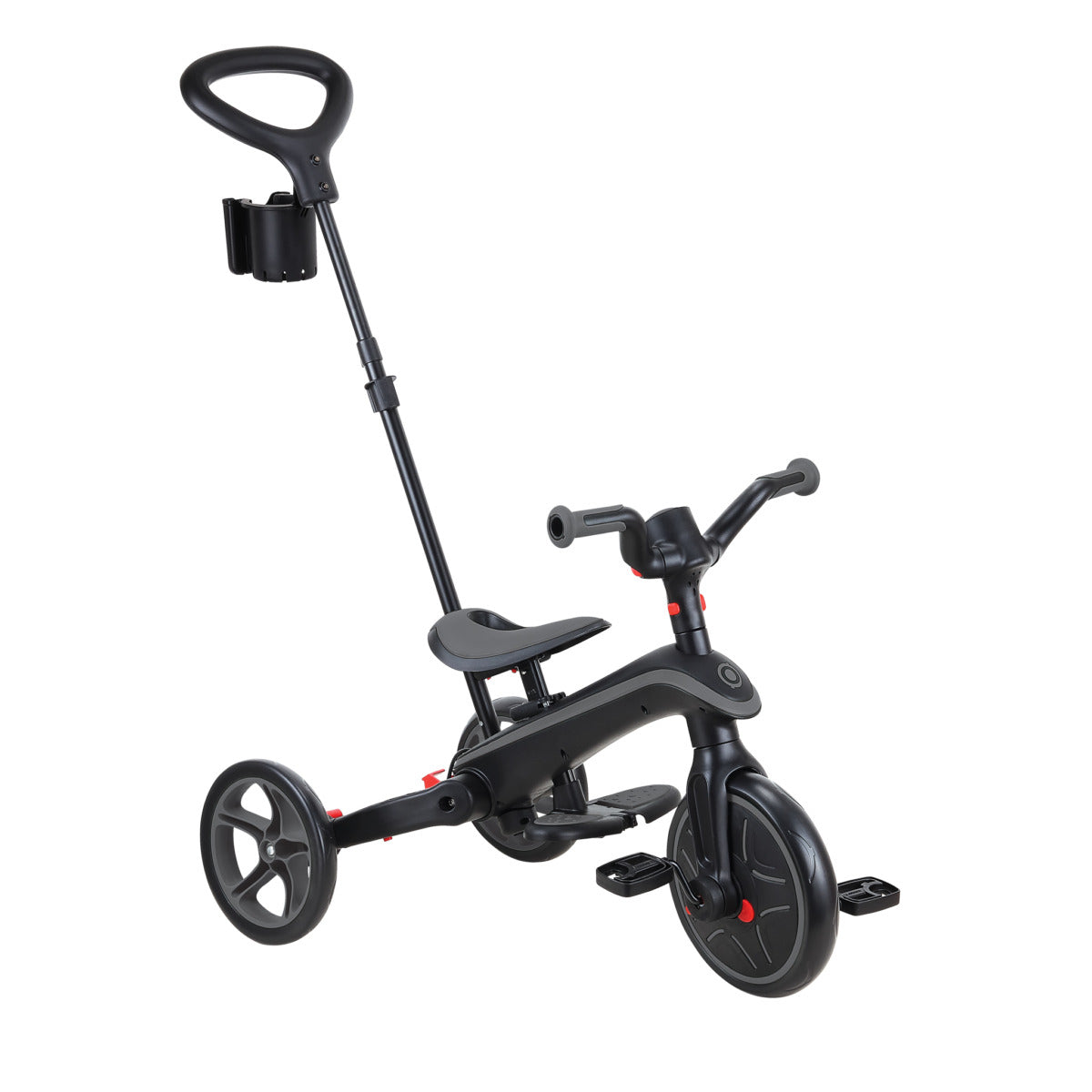 Globber Trike Explorer 4-in-1 Aufsitzlaufrad – faltbar, Push & Pedal, Pedal-Freilauf – ab 10 M. – schwarz/grau