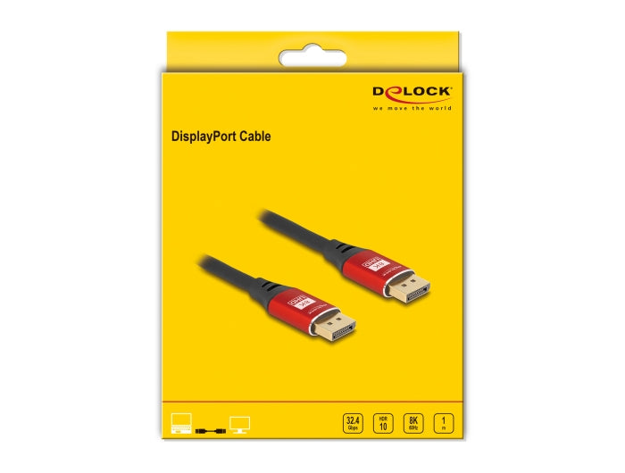 DeLOCK DisplayPort Kabel DP 1.4 8K 60 Hz – 1 m – Rot