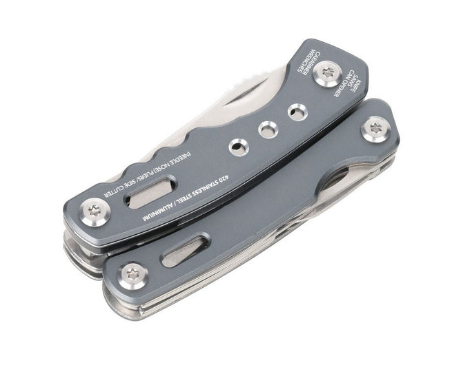 TROIKA Multitool – 15 Funktionen, Taschengrösse, mit Zange, Messer, Säge, Aluminium/Edelstahl