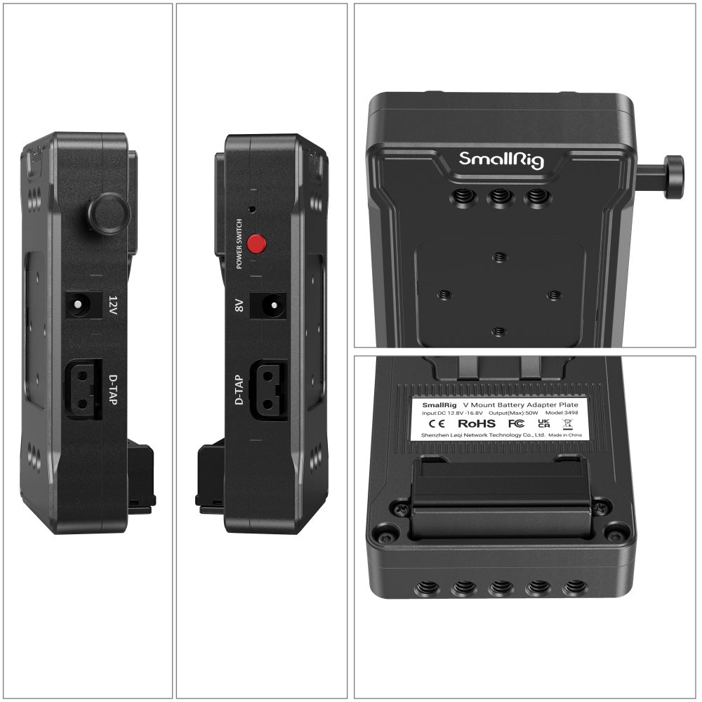 SmallRig 3498 V-Mount-Akkuplatte – Dual-Rod-Klemme – für V-Mount-Akkus