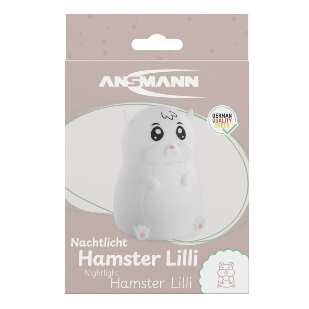 Ansmann Nachtlicht Hamster – 10 lm, mehrfarbig, Akku 4 h, IP20 – Weiss