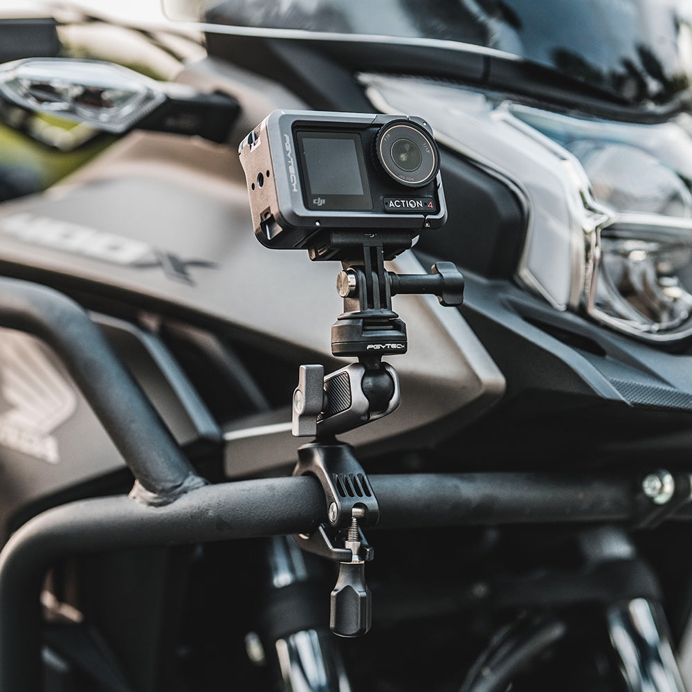 PGYTECH P-GM-222 Lenkerhalterung – 360° drehbar, 1/4" Anschluss, Aluminium – für Actioncams – Silber