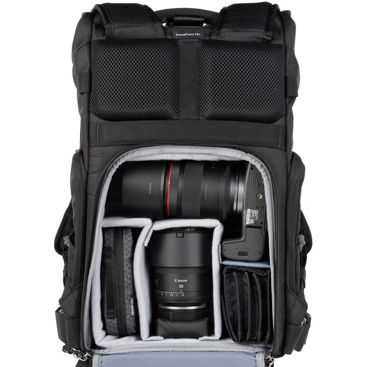 Think Tank 22L RollTop Kamerarucksack – 23 l, für Notebooks bis 35,6 cm (14") – Regenhülle – Schwarz
