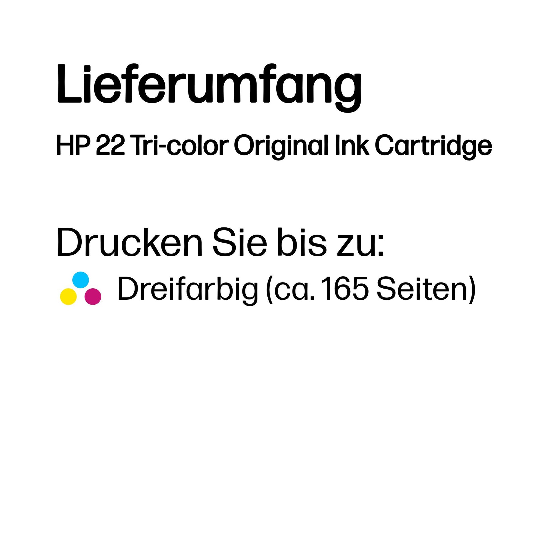 HP 22 Dreifarbig Tintenpatrone (Original) – 165 Seiten – für 22 – C9352AE