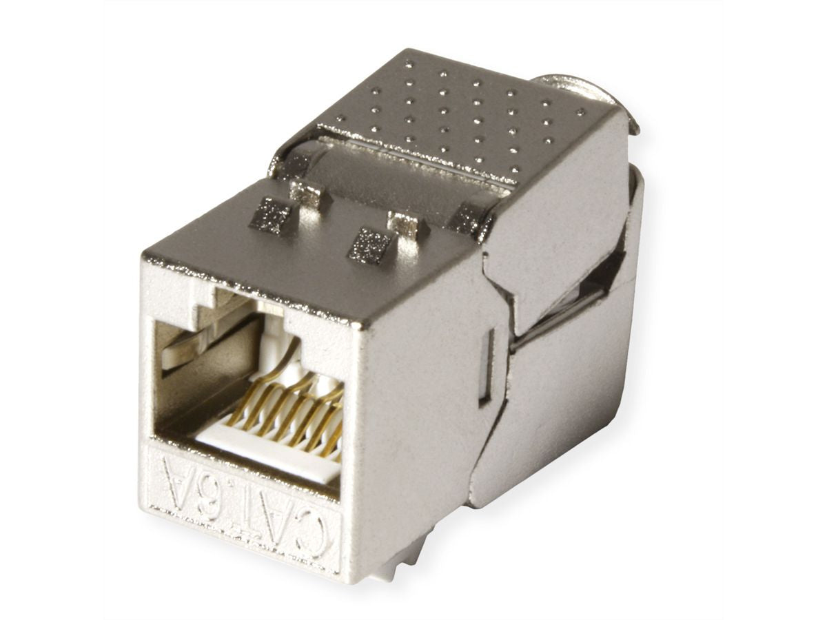 VALUE 26.99.0376 Keystone Cat6A STP – RJ‑45 Buchse, Flach, Edelstahl, 20×37×22,5 mm