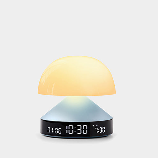 LEXON Lichtwecker Mina Sunrise – digital – 11 × 11 × 11 cm, hellblau, USB, 5 Wecktöne