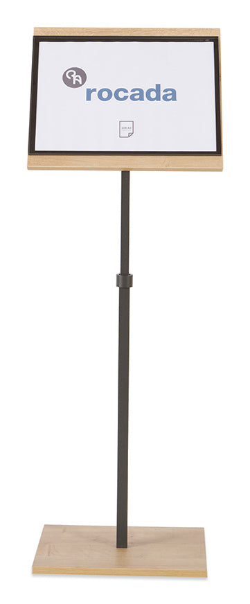 Rocada Boden-Prospektständer – für A4, braun, Holz, 400×300×1400 mm