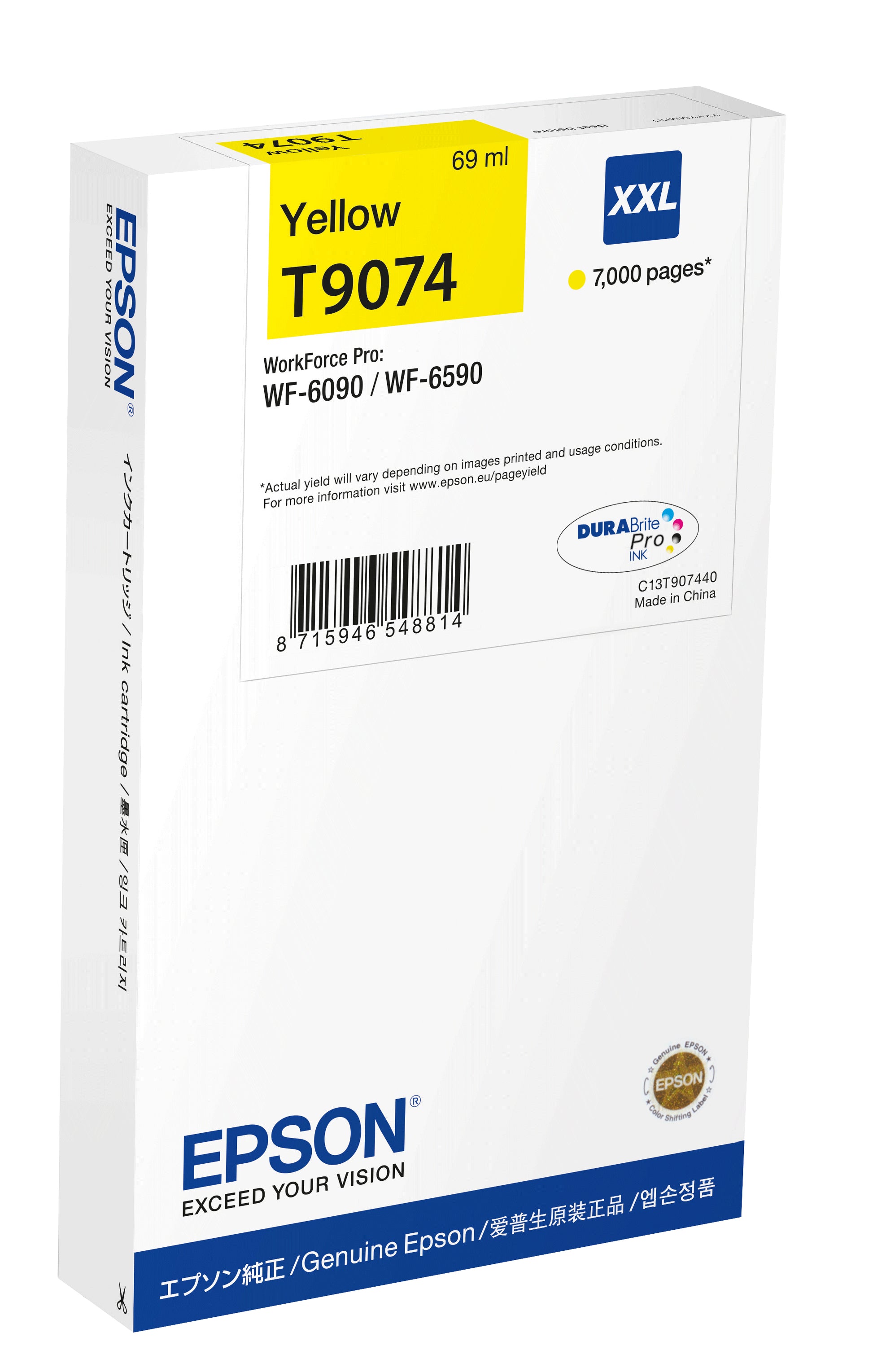 Epson Tintenpatrone C13T90744N, gelb, 7'000 Seiten, original – für Epson-Drucker