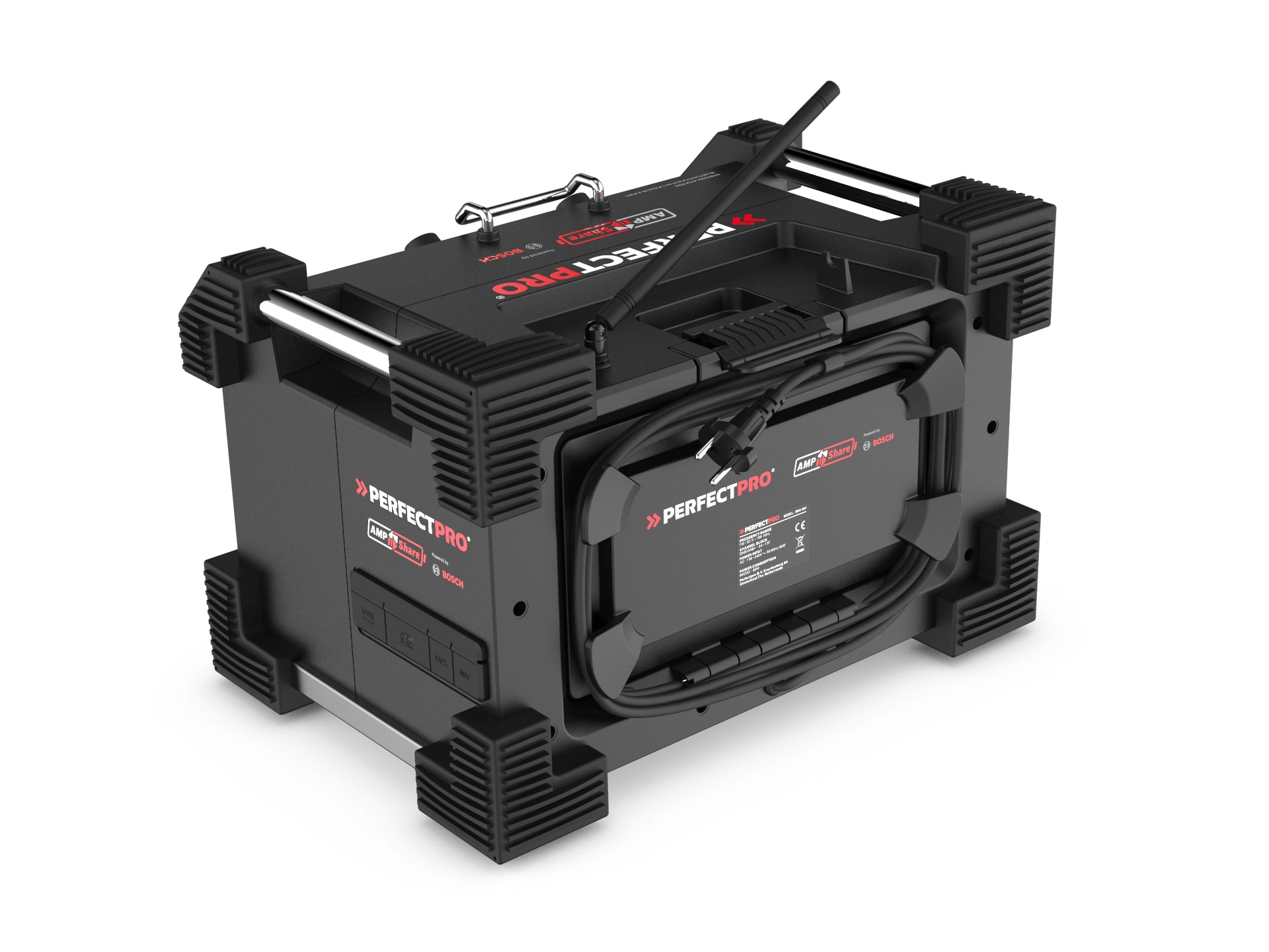 Perfectpro Rockhart RH4 – Baustellenradio – DAB+, UKW, Internetradio, Bluetooth, IP44, Akkubetrieb – Schwarz
