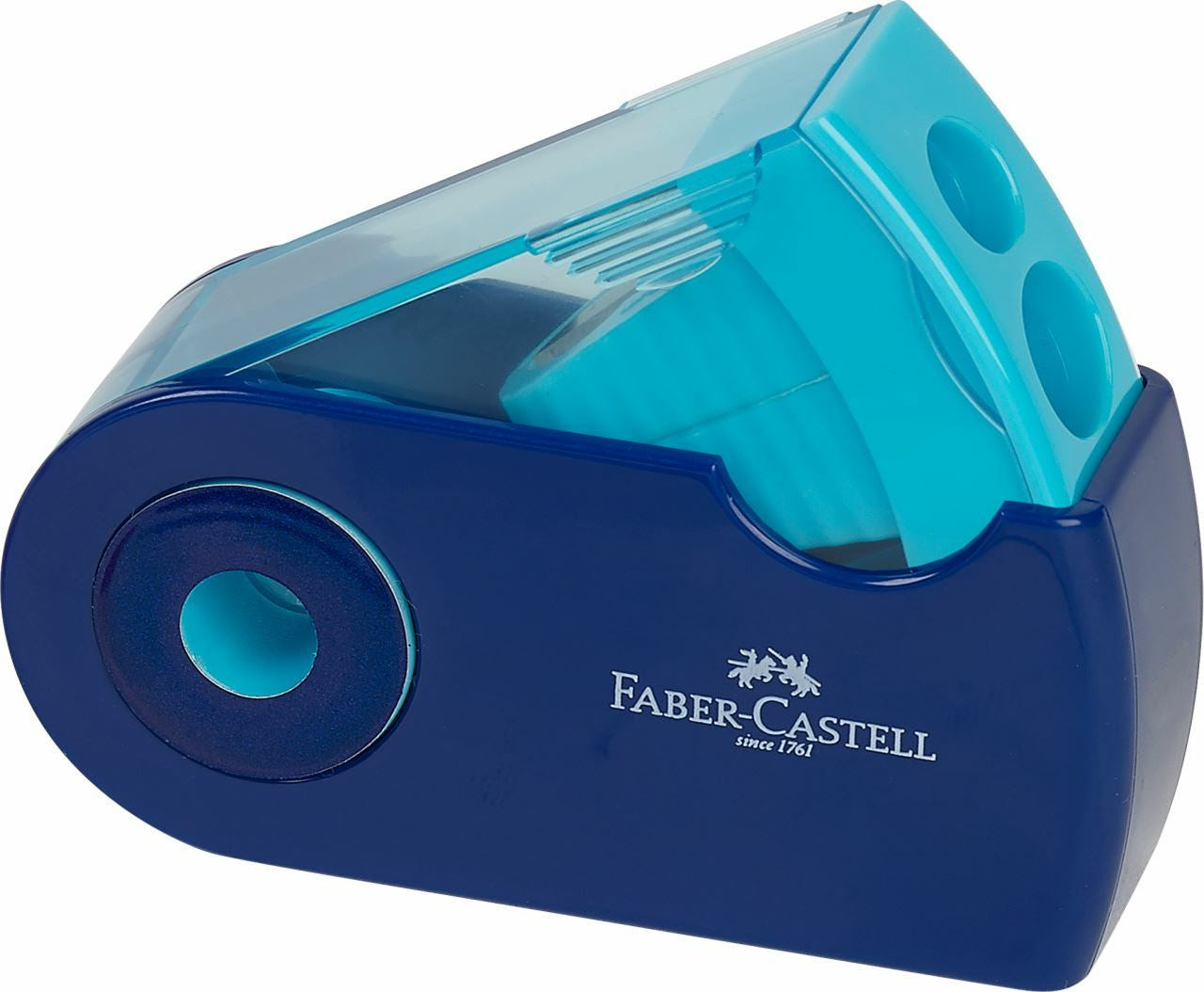 Faber-Castell Doppel-Spitzdose – für Blei- und Farbstifte, Standard + JUMBO – Metall – farbig sortiert – mit K