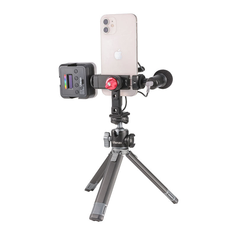 Ulanzi ST-27 – Tisch-Ständer – Klemme, drehbar – Stativgewinde 1/4", für Smartphones 60–89 mm – Schwarz/Rot