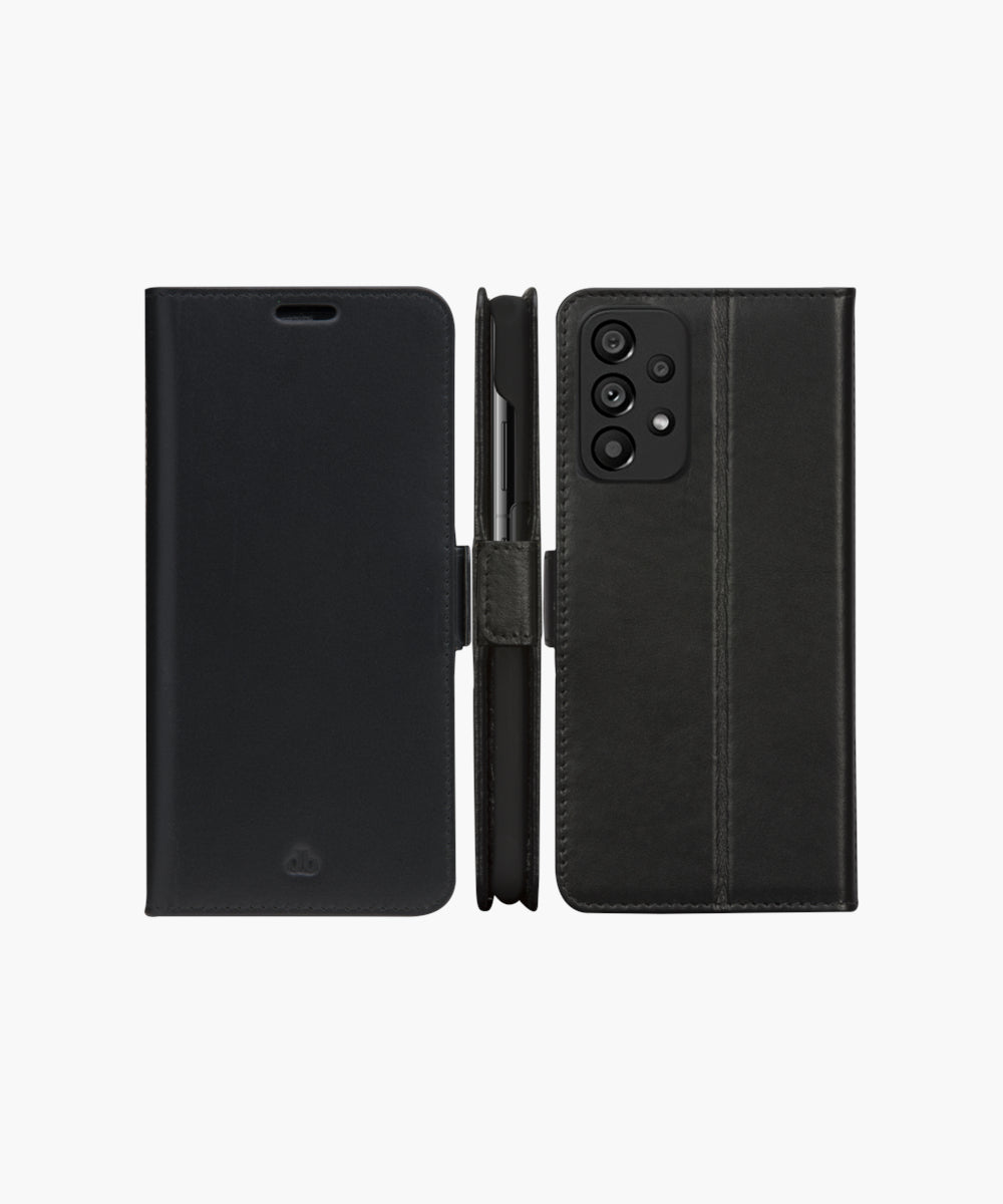 dbramante1928 Booklet-Hülle – für Samsung Galaxy A53 5G – schwarz – Leder – mit Kartenfach, Magnetverschluss