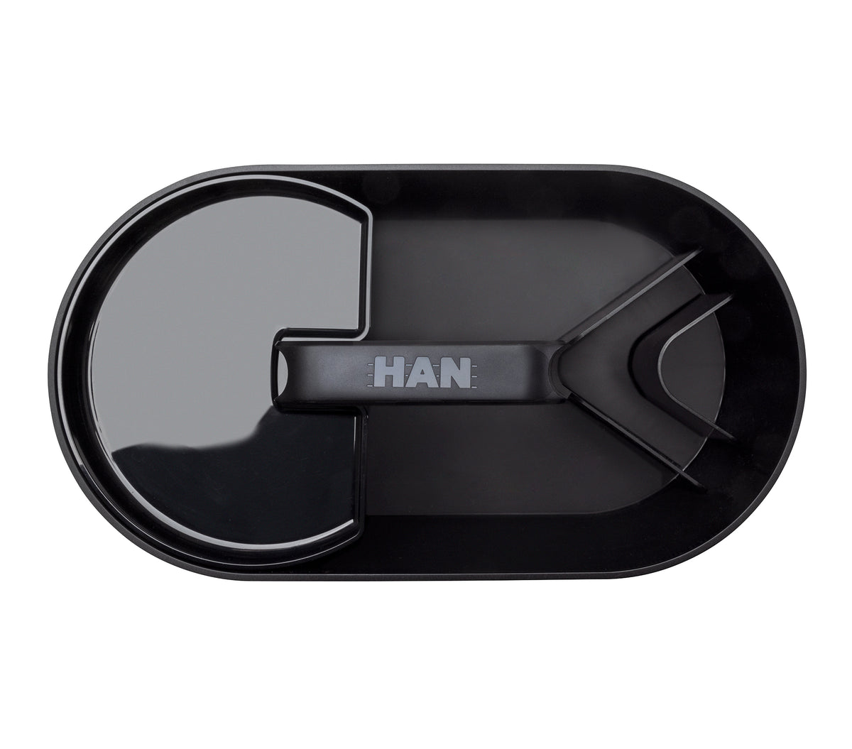 HAN Werkzeugkasten LOFT 1200-12 Aufbewahrungsbox – 4 Fächer, mit Trennwand, schwarz, ABS, B 340 × H 190 × T 190 mm