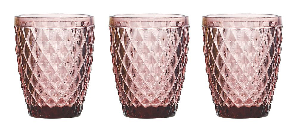 Tognana Porcellane Trinkglas Diamond – 3er Set, 260 ml, Ø 8 cm, Glas, Rot, spülmaschinenfest