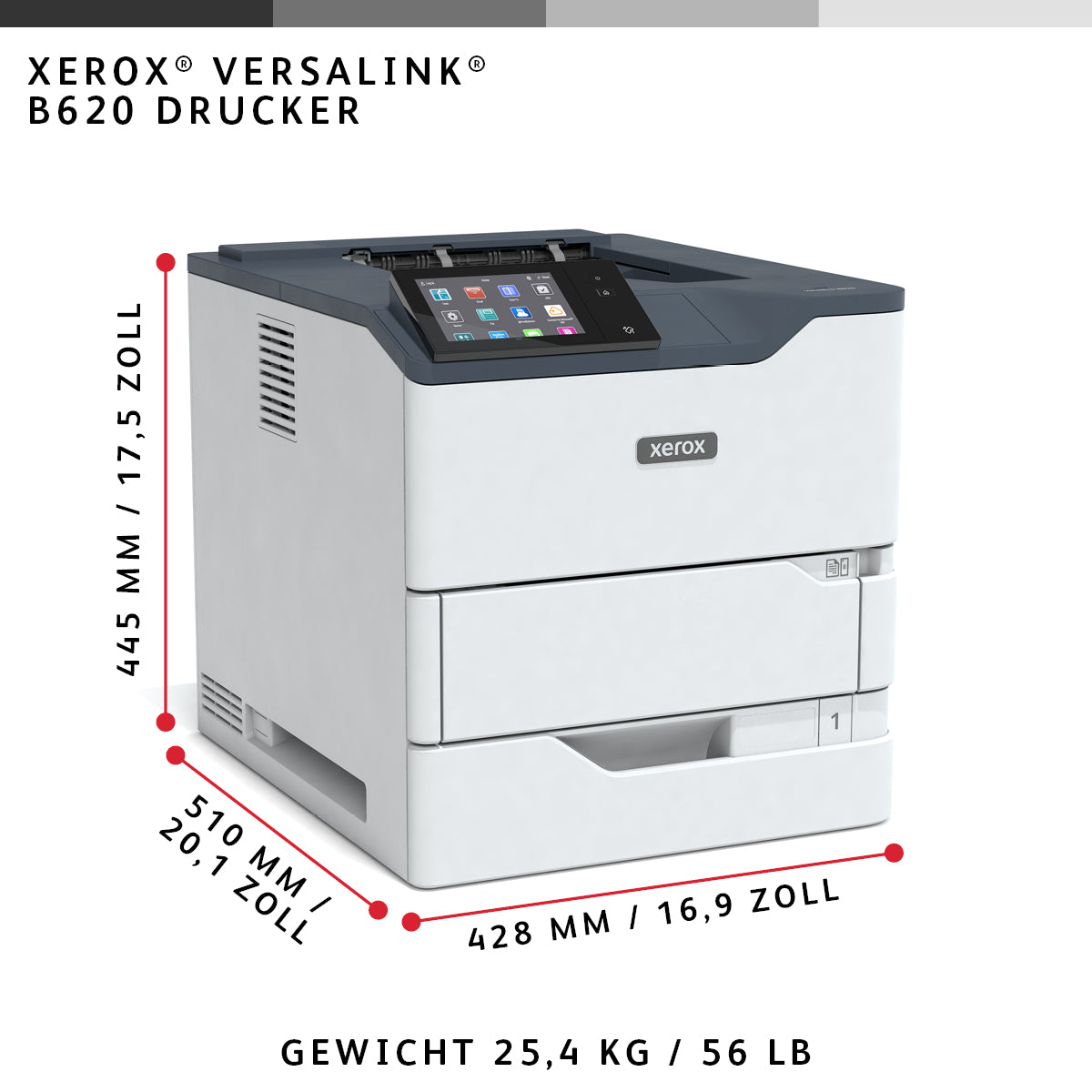 Xerox VersaLink B620 – A4, 61 Seiten/Min., 1200 × 1200 dpi, USB