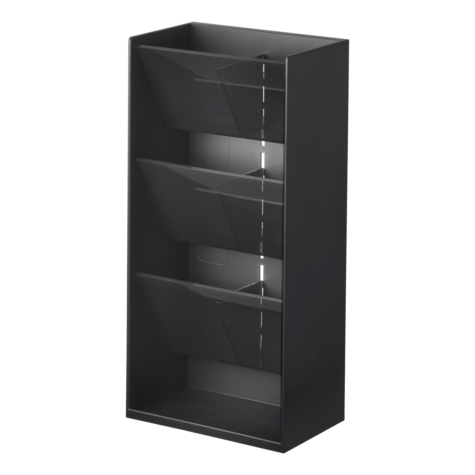 Yamazaki Aufbewahrungsbox (Bad) TOWER – 12×7,7×25 cm, ABS, Polycarbonat, Silikon, Tisch, Schwarz