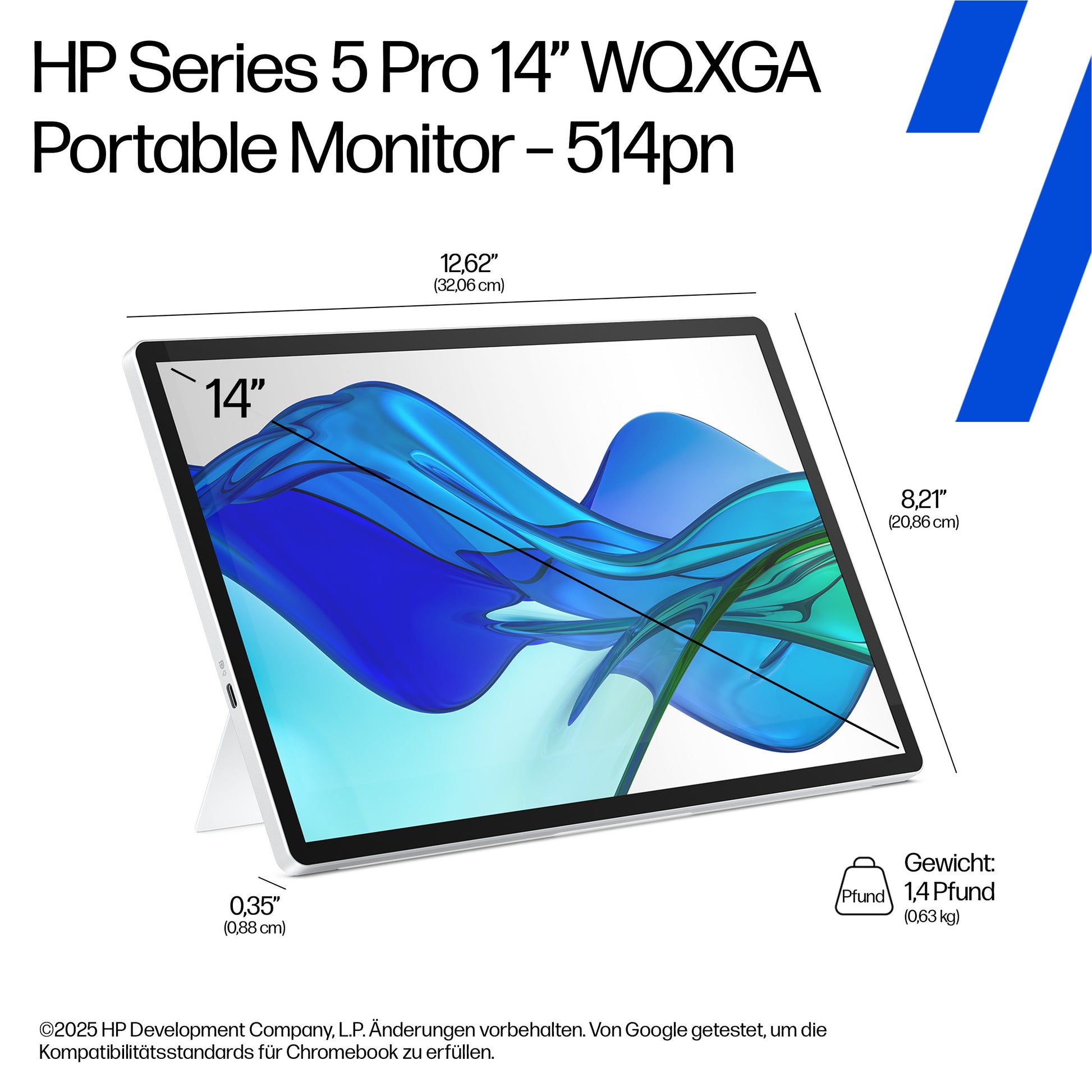HP Series 5 Pro 514Pn – 14", 2560 × 1600, IPS Schwarz, USB-C 65 W