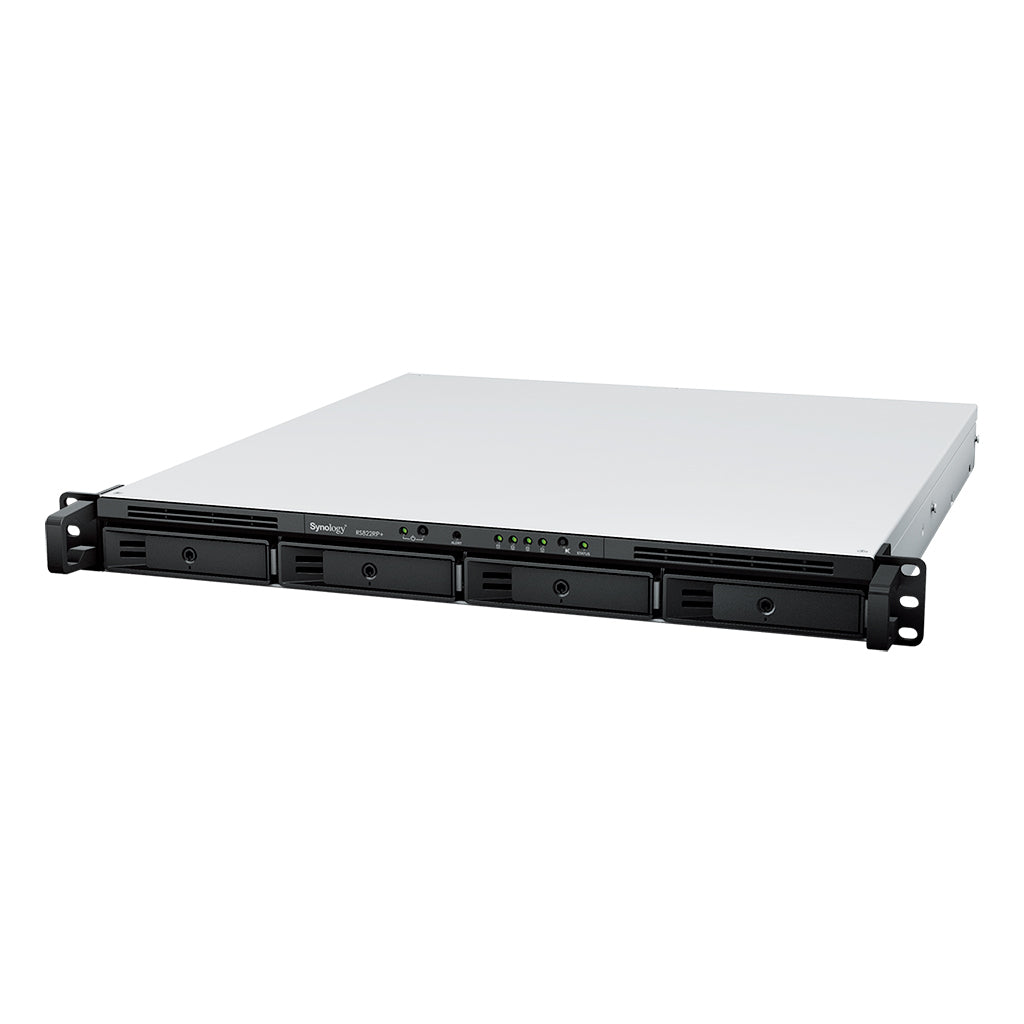 Synology RS822RP+ – 4-Bay Rack 1U NAS – AMD Ryzen V1500B, 2 GB RAM, 1GbE, DSM, redundantes Netzteil