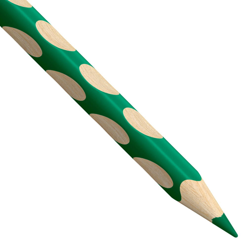 STABILO Buntstifte EASYcolors L – Dreikant, Einzelstift Grün, Minen-Durchmesser 4,2 mm, für Linkshänder, mit Namensschild