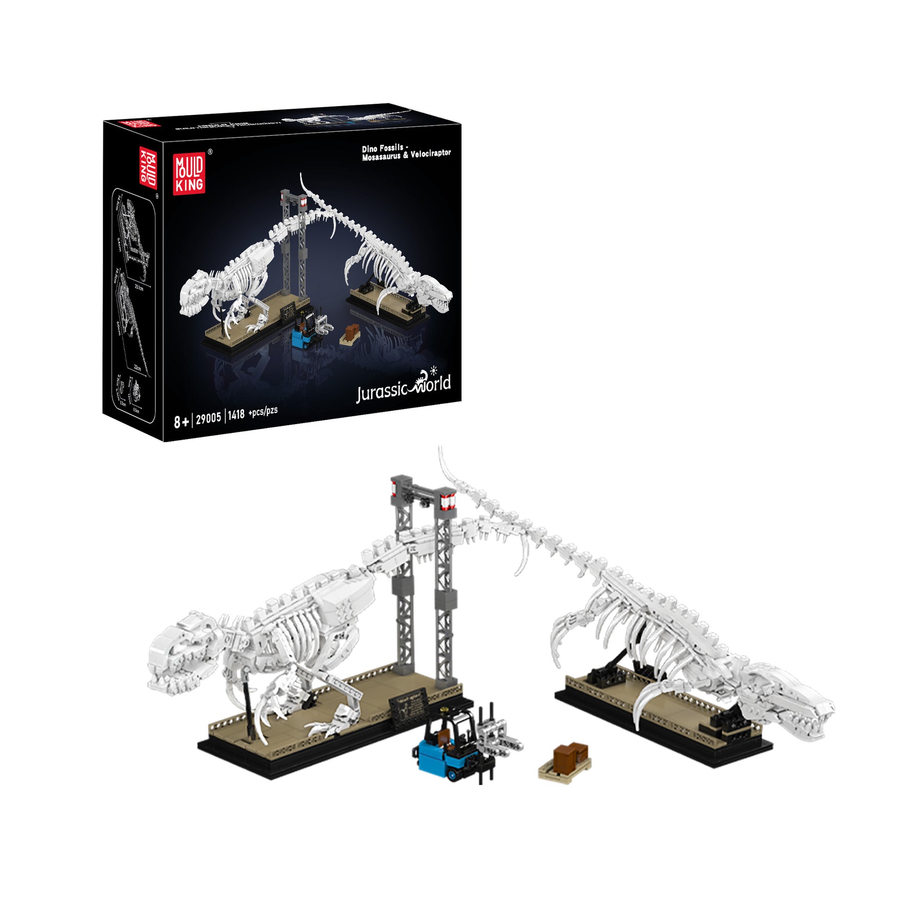 Mould King 3D Puzzle Mosasaurus & Velociraptor – 1418 Teile – Kunststoff, mehrfarbig – ab 8 J.